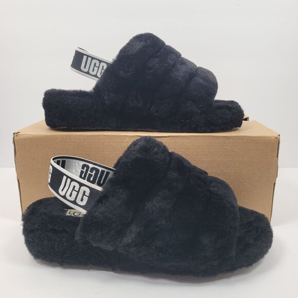 UGG Shoes - Ugg Fluff Yeah Slide Women's Black Slippers Sandals 1095119 US Size 8 NWB
